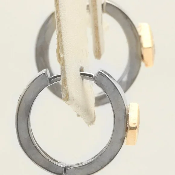 0.14 Carat Natural SI1 Diamonds in 14K Solid TwoTone Gold Hoop Earrings